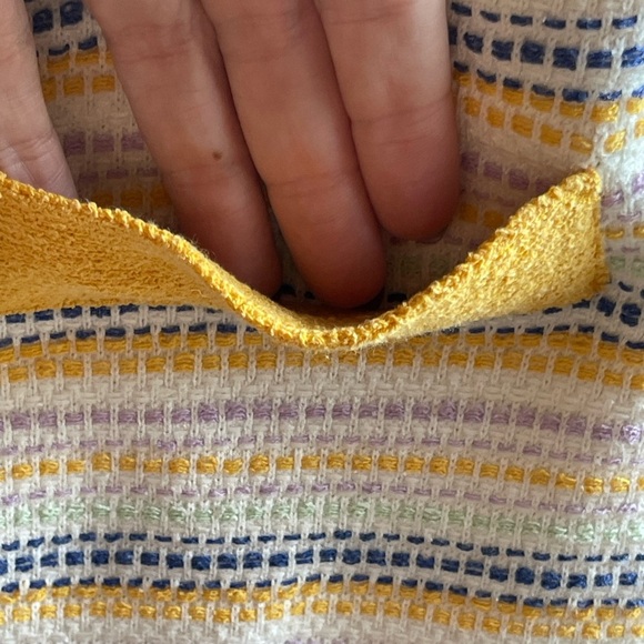 Milly Yellow and Blue Striped Tweed Skirt with Gold Buttons - Picture 6 of 12